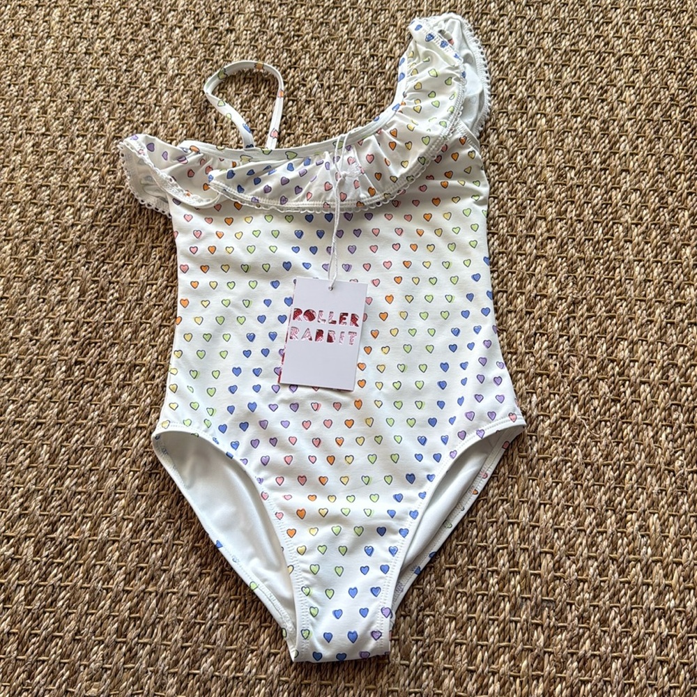 Roller Rabbit Kids Disco Hearts One Piece Rainbow Swimsuit
